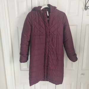 Fabletics Burgundy Quilted Puffer Coat Sz SS